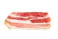 Bacon strip, raw smoked pork meat slice isolated on white Royalty Free Stock Photo