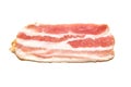 Bacon strip, raw smoked pork meat slice isolated on white Royalty Free Stock Photo