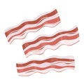 Bacon. Thin slices of meat with layers of fat. Meat for frying. Vector illustration isolated on a white background for design and