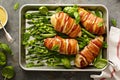 Bacon wrapped chicken breast with asparagus Royalty Free Stock Photo