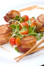 Bacon-Wrapped Ginger Soy Scallops Royalty Free Stock Photo