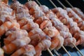Bacon wrapped shrimp on grill Royalty Free Stock Photo