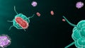 Bacteria attacking the immune system Royalty Free Stock Photo