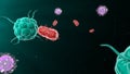 Bacteria attacking the immune system Royalty Free Stock Photo