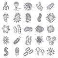 Bacteria biology icons set, outline style Royalty Free Stock Photo