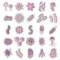 Bacteria biology icons set vector color Royalty Free Stock Photo