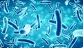 Bacteria in a blue background