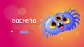 Bacteria cartoon web banner with funny microbe