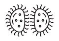 Bacteria cell divides, virus icon in line, outline style. Viral infection, amoeba, infusoria simple sign for app, web Royalty Free Stock Photo