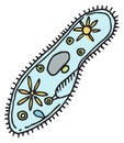 Bacteria cell icon. Biology doodle. Scientific drawing