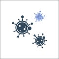 Bacteria Cell vector icon. Coronavirus bacteria, isolated on white background. Three Bacteria black icons in flat design Royalty Free Stock Photo