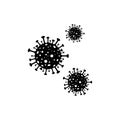 Bacteria Cell vector icon. Coronavirus bacteria, isolated on white background. Three Bacteria black icons in flat design. Vector Royalty Free Stock Photo