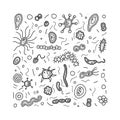 Bacteria cells set composition. Vector illustration.