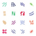 Bacteria cells flat icons set Royalty Free Stock Photo