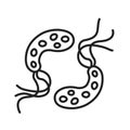 Bacteria cholera black line icon. Waterborne microscopic germ cause diseases concept. Pictogram for web, mobile app, promo. UI UX