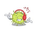 Bacteria coccus Cartoon design concept listening music
