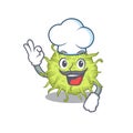 Bacteria coccus chef cartoon design style wearing white hat