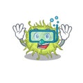 Bacteria coccus mascot design concept wearing diving glasses