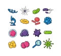 Bacteria color vector icons set Royalty Free Stock Photo