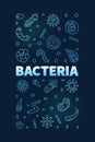 Bacteria concept vector blue vertical banner with bacterium thin line symbols - Science modern illustration Royalty Free Stock Photo