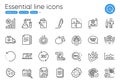 Bacteria, Gear and Medical calendar line icons. For website, printing and application. Vector