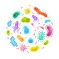 Bacteria germ. Monster viruses biological allergy funny microbes bacteria epidemiology infection germs flu diseases