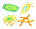 Bacteria and germs cells, microbes vector icons Royalty Free Stock Photo