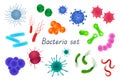 Bacteria and germs 3d realistic set. Bundle of different types of microbes Royalty Free Stock Photo