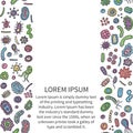Bacteria and germs doodle vertical pattern, micro-organisms disease-causing objects, different types, bacteria, viruses background Royalty Free Stock Photo