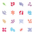 Bacteria and germs flat icons set Royalty Free Stock Photo