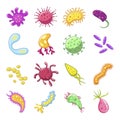 Bacteria and germs icon set