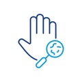 Bacteria, Germs, Microbes and Bacilli on Dirty Hand Palm Line Icon. Magnifier and Human Hand with Virus and Bacteria Royalty Free Stock Photo