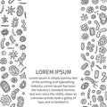 Bacteria and germs outline doodle vertical pattern, micro-organisms disease-causing objects, different types, bacteria, viruses Royalty Free Stock Photo