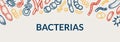 Bacteria horizontal design. Hand drawn vector illustration in sketch style