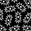 Bacteria icon isolated seamless pattern on black background Royalty Free Stock Photo