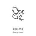 bacteria icon vector from bioengineering collection. Thin line bacteria outline icon vector illustration. Linear symbol for use on Royalty Free Stock Photo