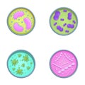 Bacteria icons set cartoon vector. Various type of bacteria virus and protozoa Royalty Free Stock Photo