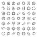 Bacteria icons set, outline style Royalty Free Stock Photo