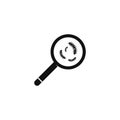 Bacteria with magnifying glass vector symbol logo icon