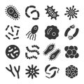Bacteria, microbe, virus glyph vector icon set Royalty Free Stock Photo