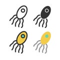 Bacteria, microbe, virus outline vector icon set