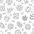 Bacteria, microbe, virus outline vector seamless pattern