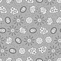 Bacteria, microbe, virus outline vector seamless pattern print