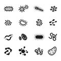 Bacteria, microbes, superbug, virus vector icons