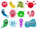 Bacteria, Microbes and Viruses Icons Set Royalty Free Stock Photo