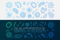 Bacteria microbiology bright line banners - vector illustration