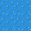 Bacteria Microorganisms vector blue seamless pattern