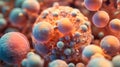 a bacteria of Mycoplasma pheumonia,macro.Peach Fuzz colour of Pantone