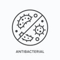 Bacteria and other pathogen icon. Vector outline illustration virus prohibition. Antibacterial pictogram