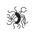 Bacteria peritrichous black glyph icon. Flagellum microscopic germ cause diseases concept. Pictogram for web, mobile app, promo.